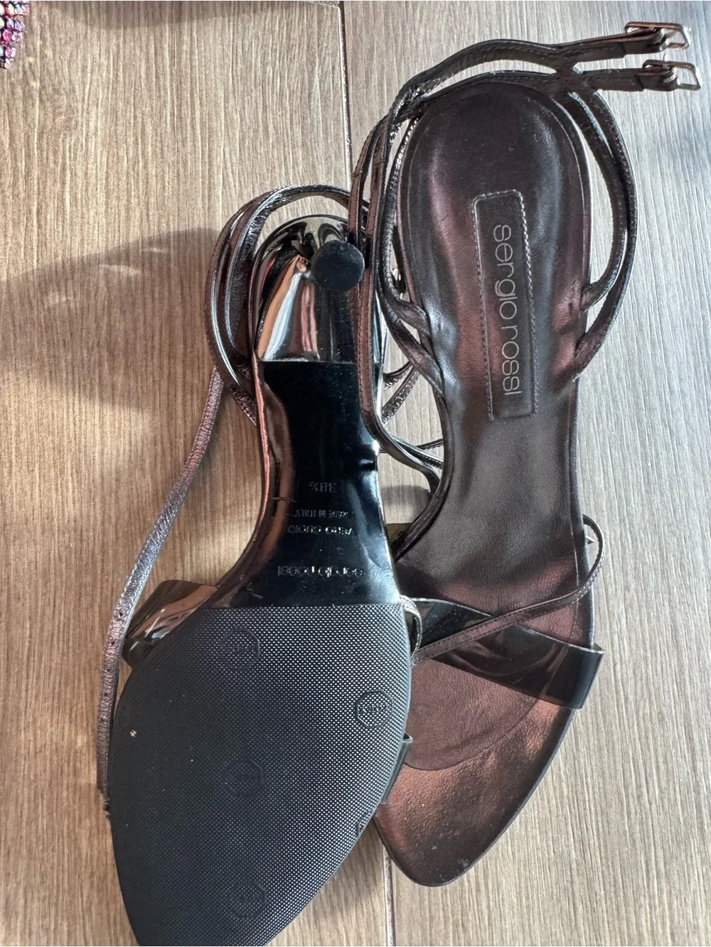 Sergio Rossi Black Patent Strappy High-Heel Sandals